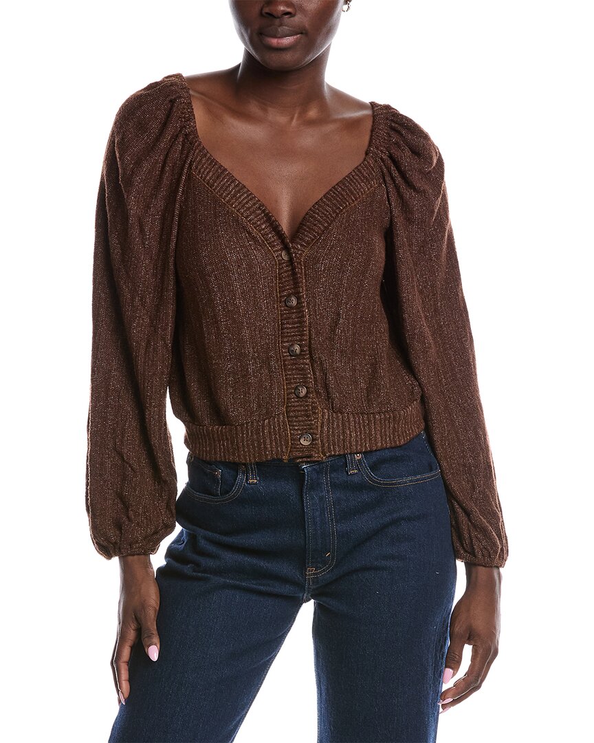 Project Social T Piece Of My Heart Textured Button Front Top In Brown