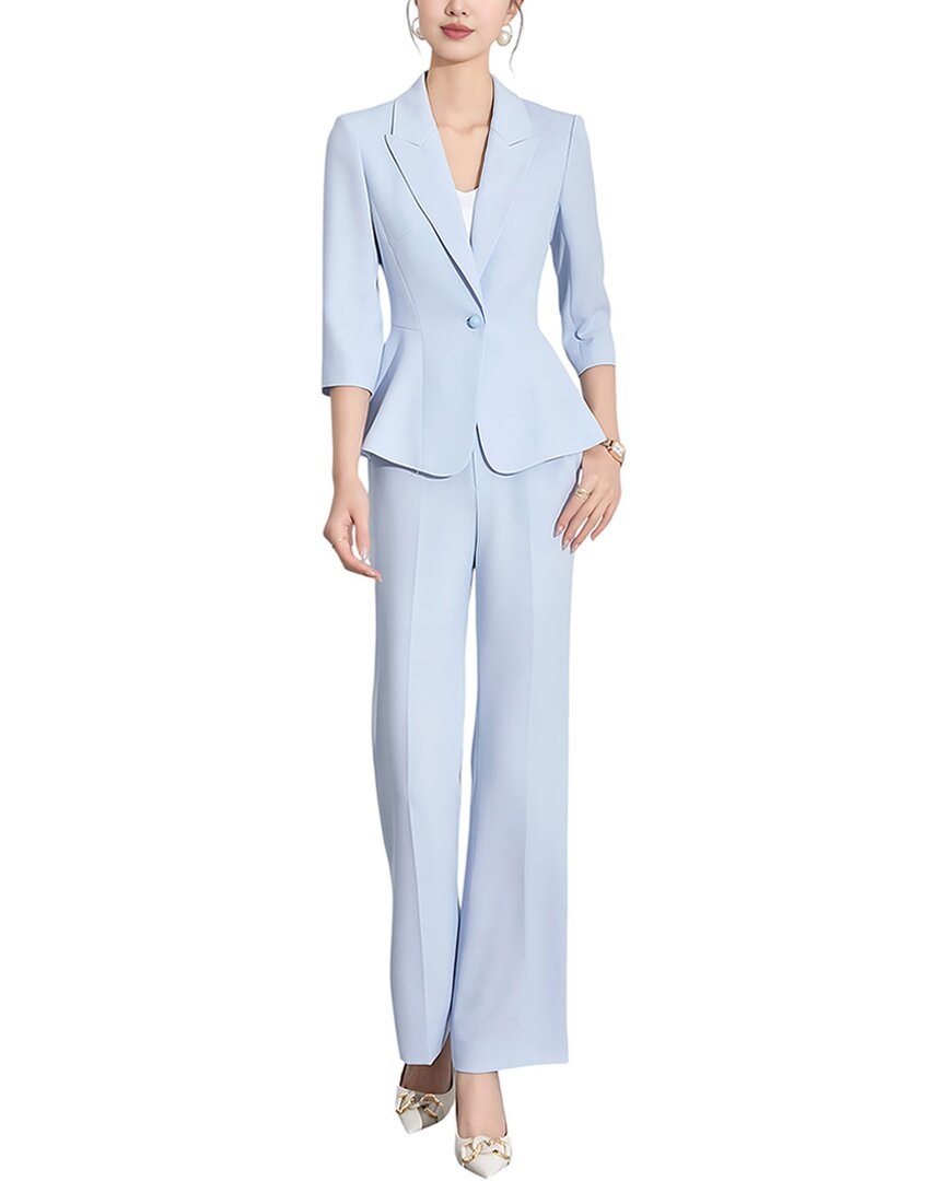 Elaine 2pc Blazer & Pant Set In Blue