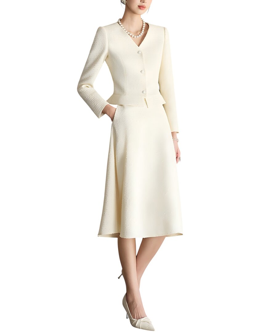 Elaine 2pc Blazer & Skirt Set In White