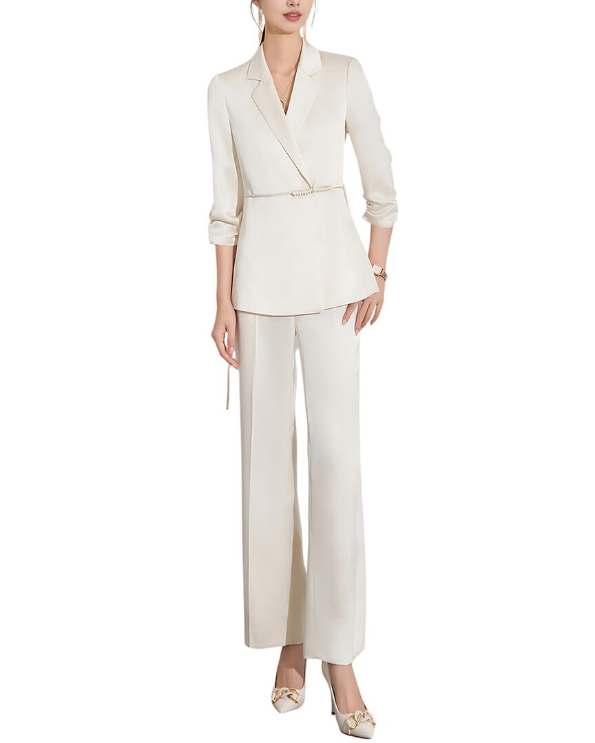 Elaine 2pc Jacket & Pant Set In White