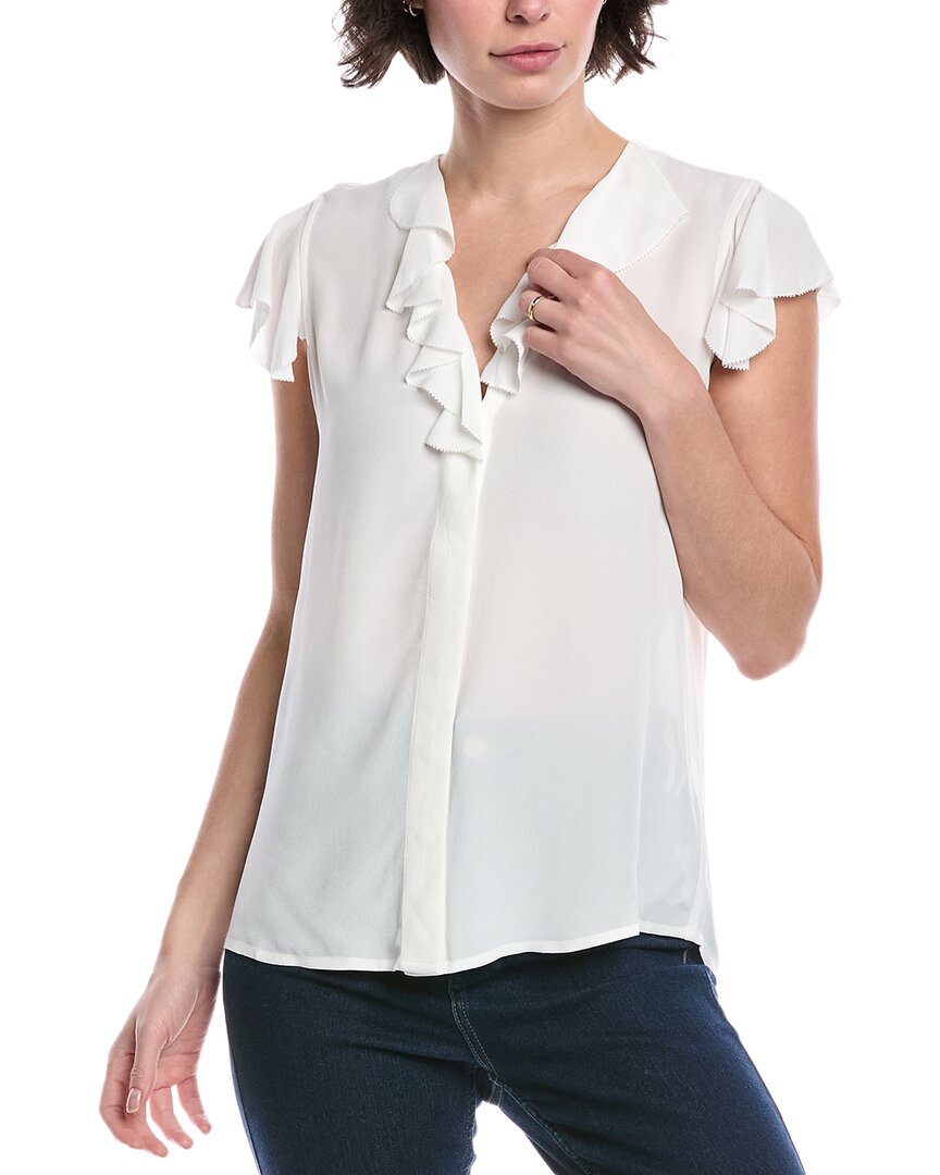Brooks Brothers Flutter Sleeve Blouse In White