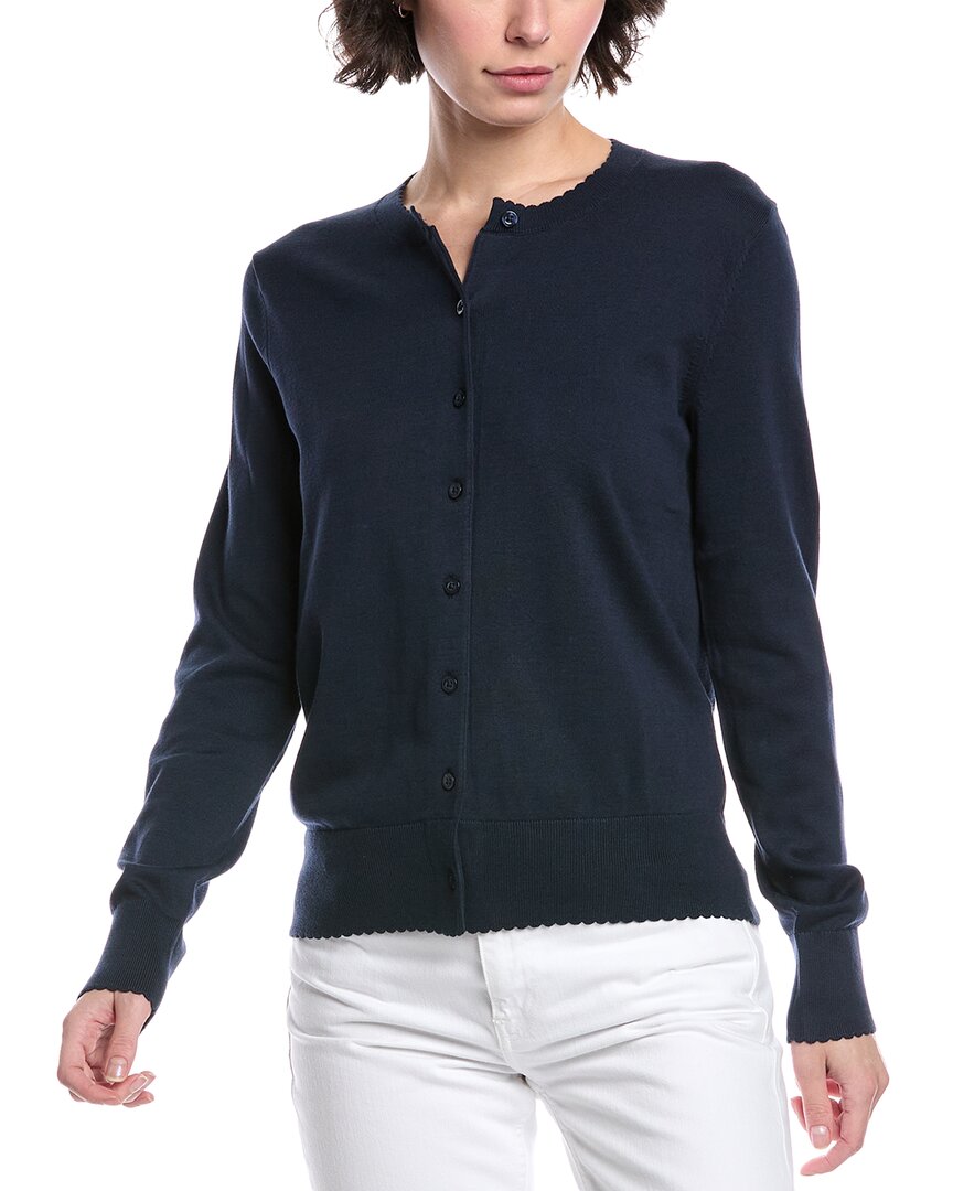 Brooks Brothers Scallop Cardigan In Blue