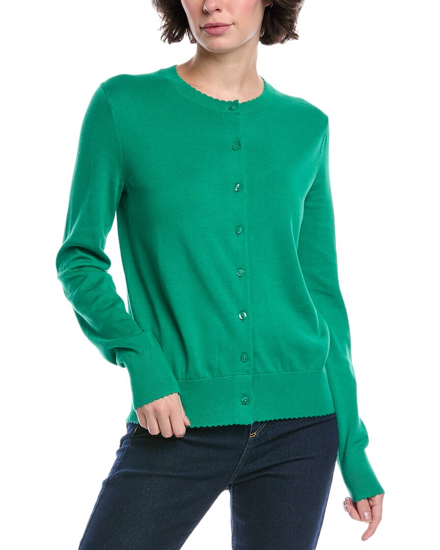 Brooks Brothers Scallop Cardigan In Green