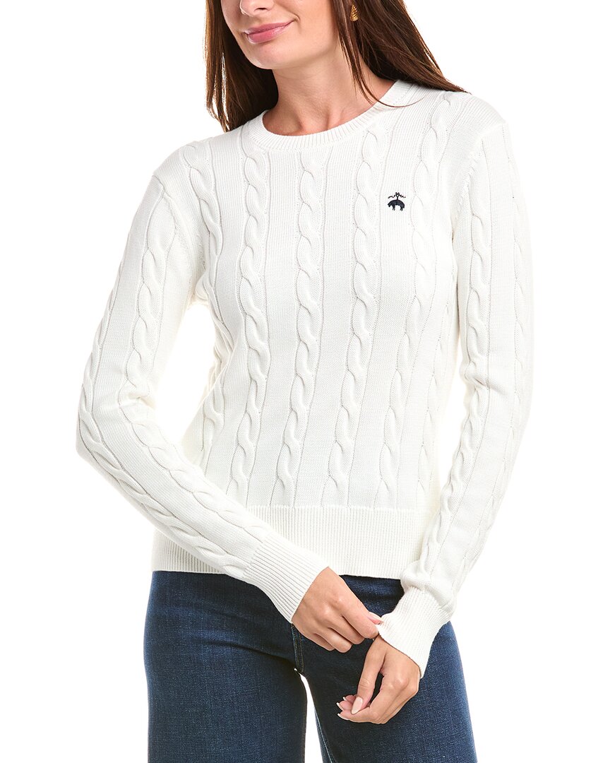 Brooks Brothers Cable Knit Sweater In White