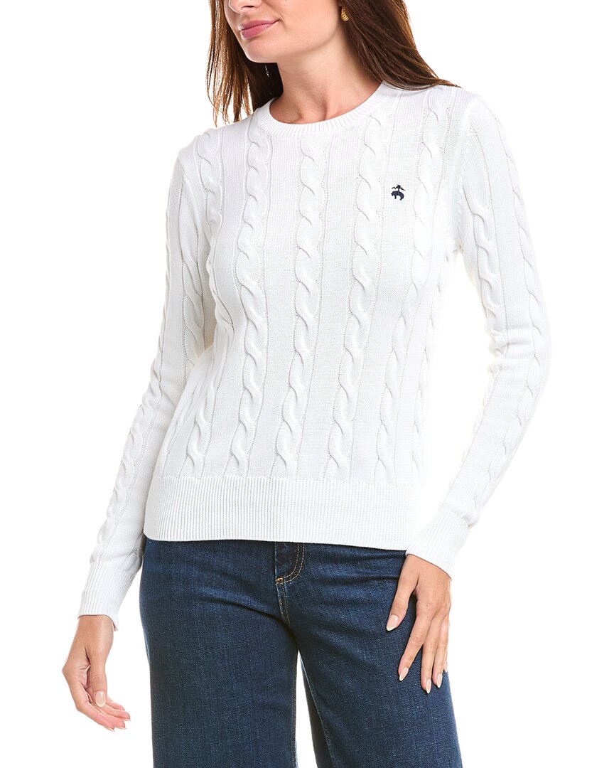 Brooks Brothers Cable Knit Sweater In White