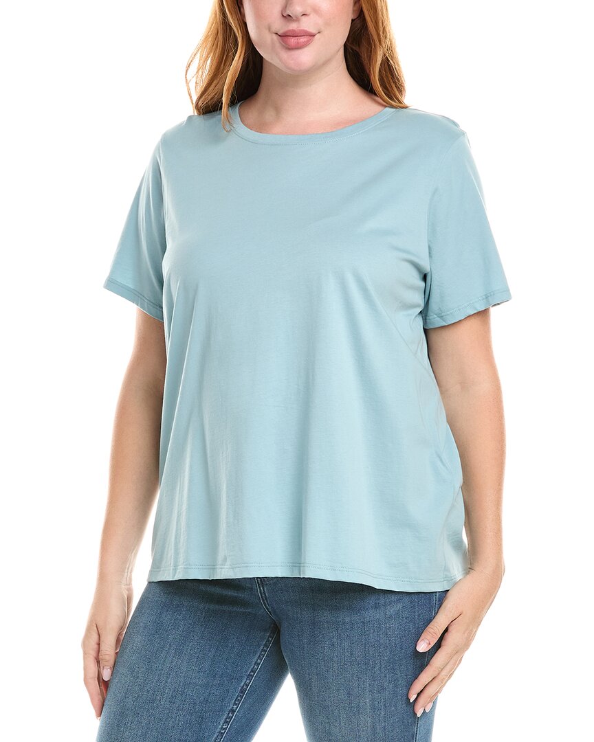 Eileen Fisher Crewneck Organic Cotton T-shirt In Blue