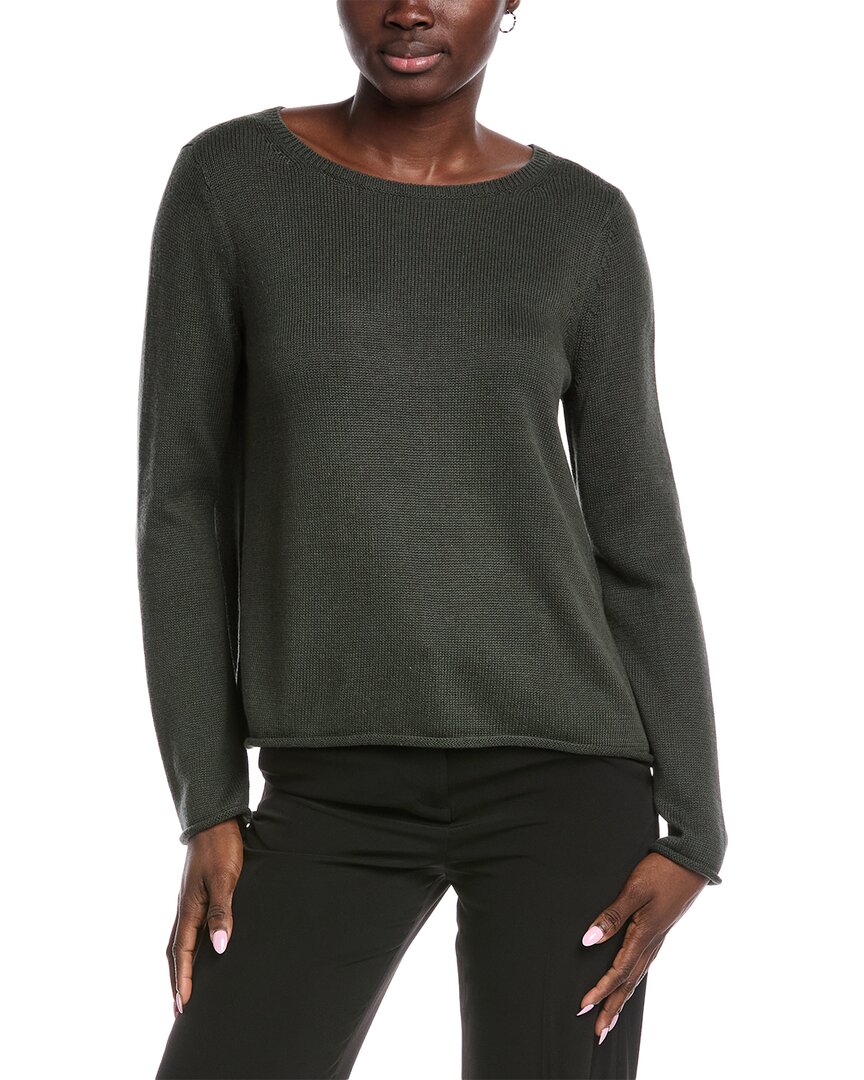 Eileen Fisher Bateau Neck Sweater In Green