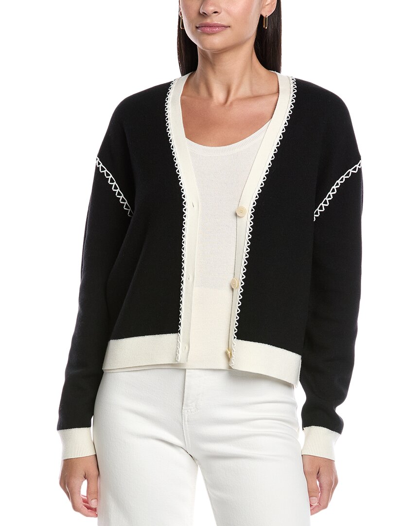 Theory Blanket Stitch Cardigan In Black