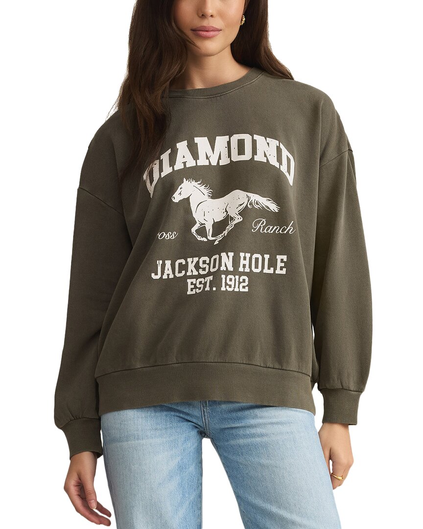 Z Supply Diamond Sunday Sweatshirt In Green