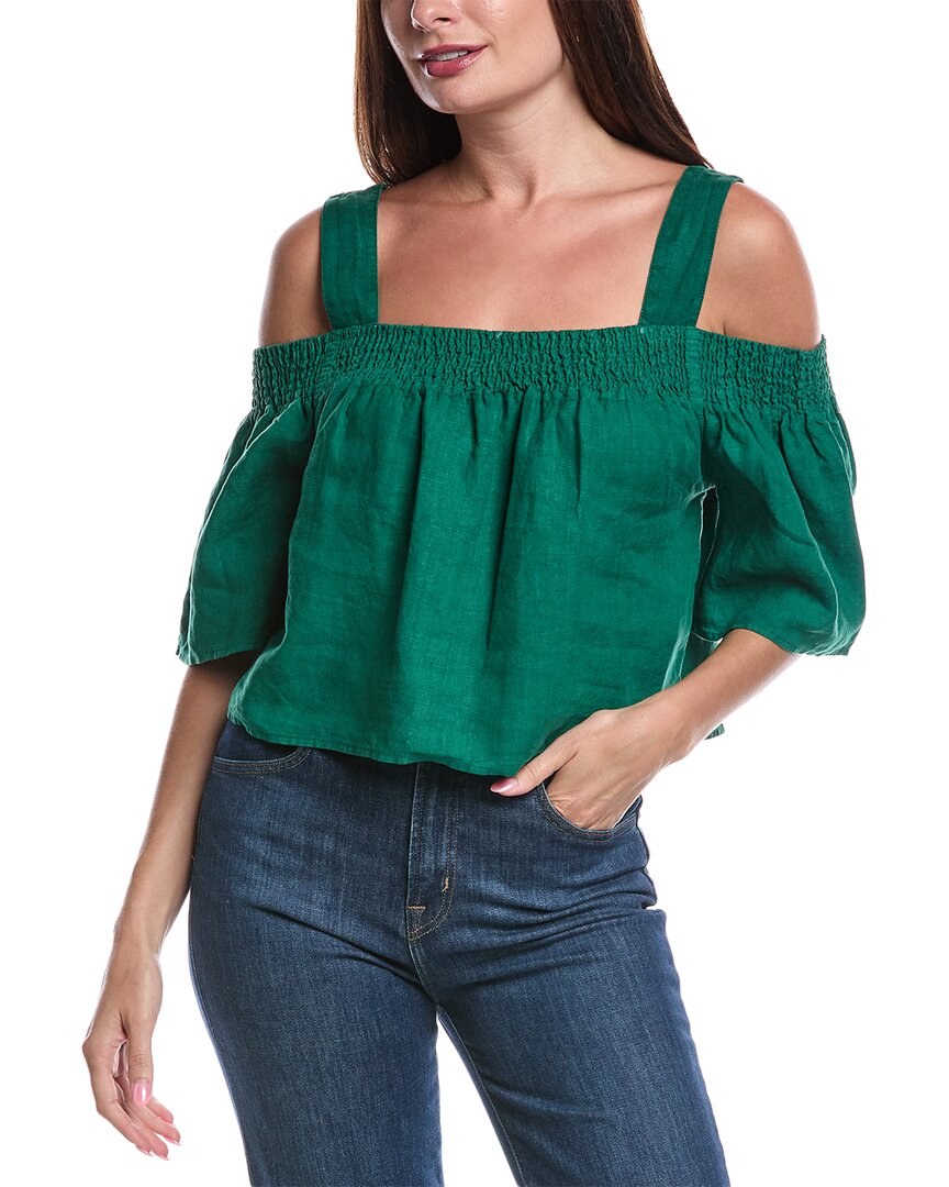 Nation Ltd Esme Smocked Linen Top In Green
