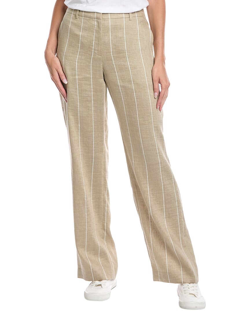 Lafayette 148 New York Gates Full Leg Linen-blend Pant In Neutral