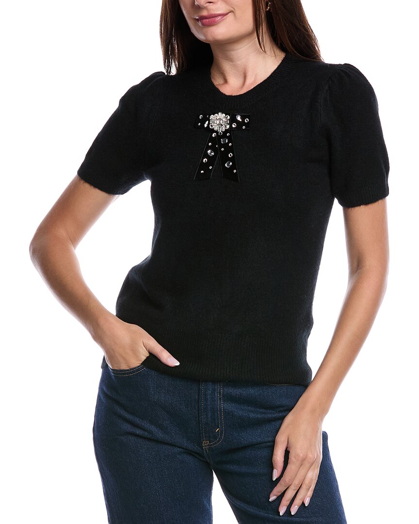 Cece Ribbon Trim Sweater In Black
