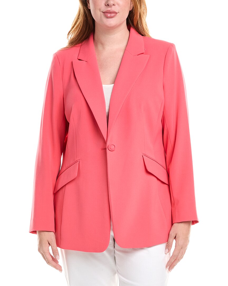 Tahari Asl Plus Size Peak-lapel Open-front Jacket In Pink
