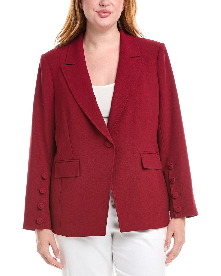 Tahari Asl Plus Size Long-sleeve One-button Blazer In Burgundy