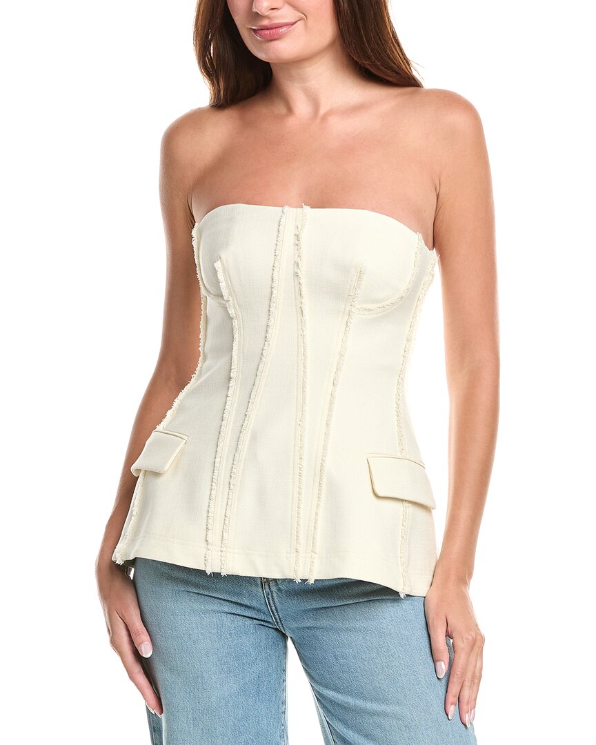 Simkhai Lupita Fringed Bustier Top In White