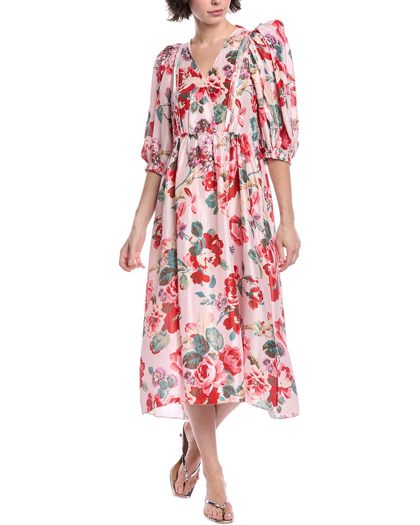 Sea New York Lanie Floral Silk Midi Dress In Pink