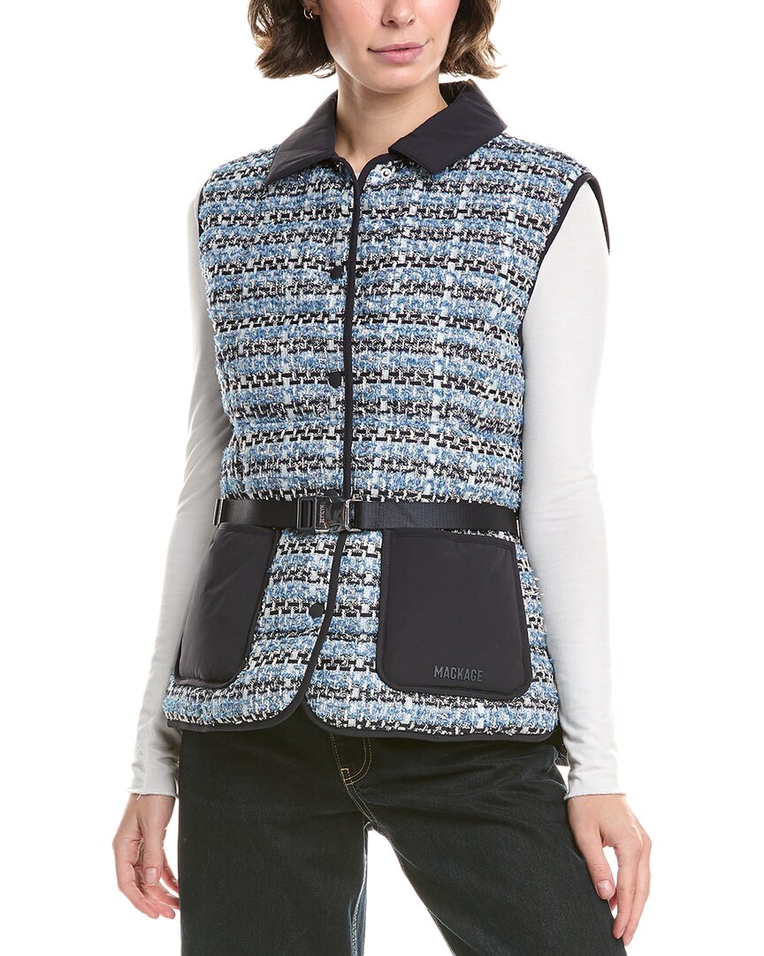 Mackage Francine Tweed Down Vest In Blue