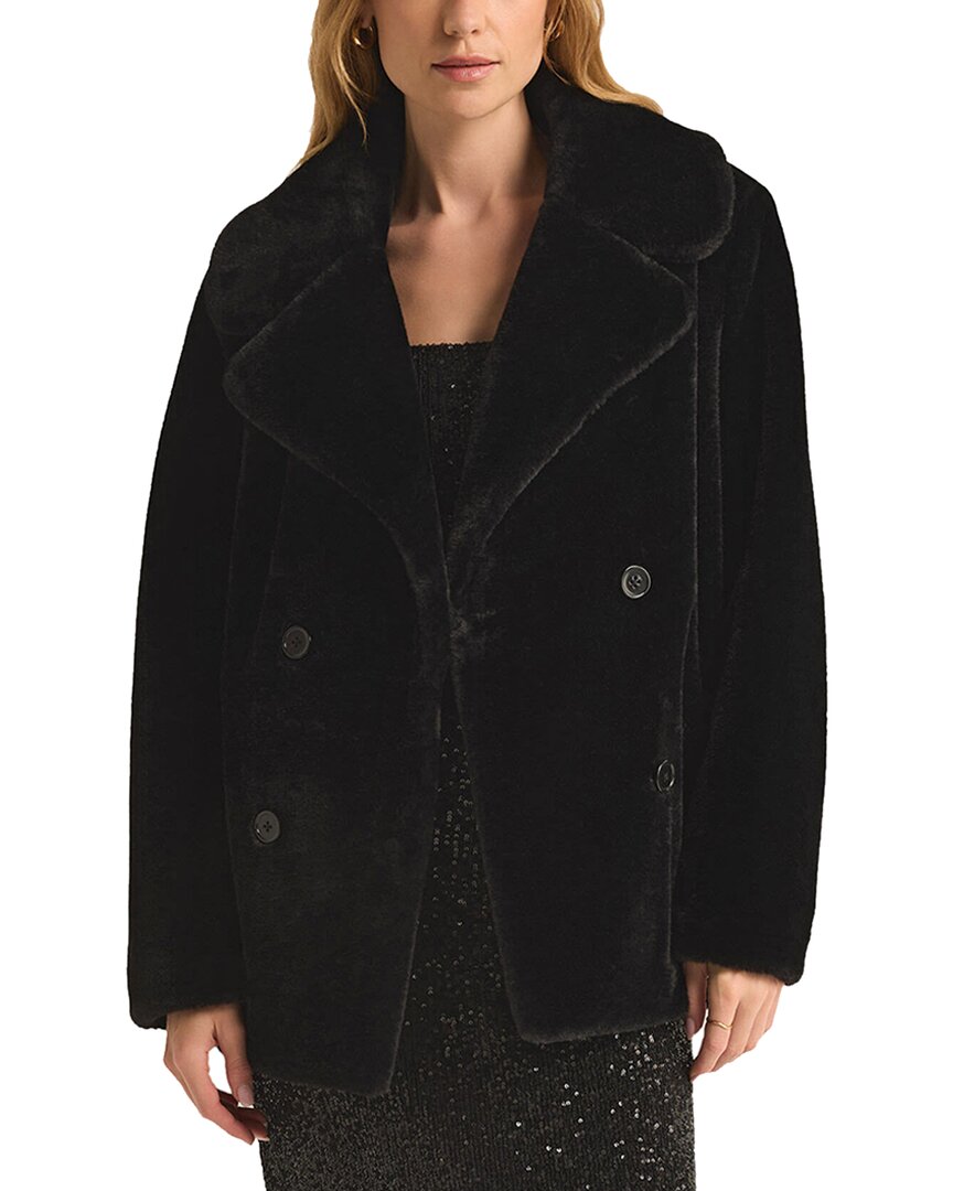 Z Supply Gem Double Breasted Coat In Black