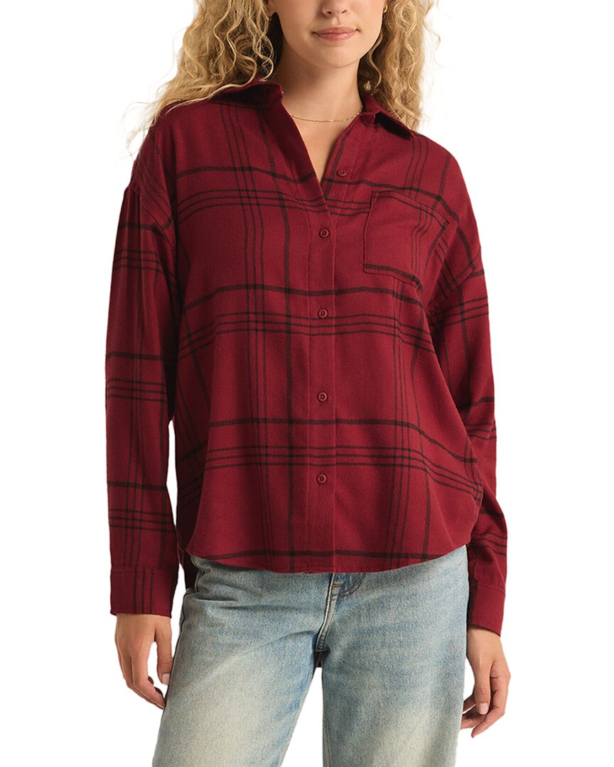 Z Supply River Plaid Button-up Top In Red