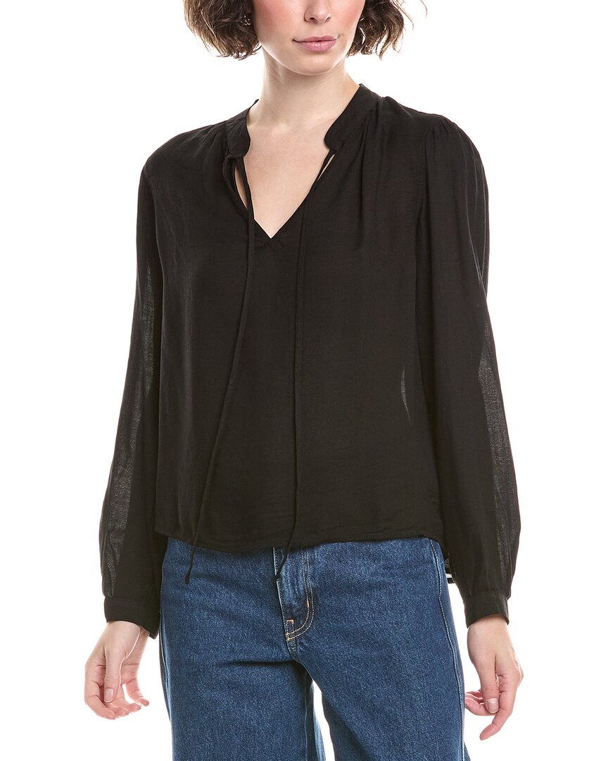 Bella Dahl Raglan Sleeve Button-up Top In Black