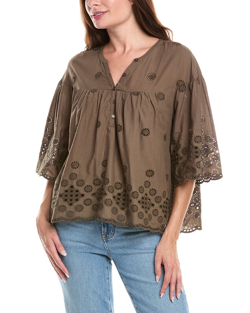 Michael Stars Gloria Flutter Top In Green