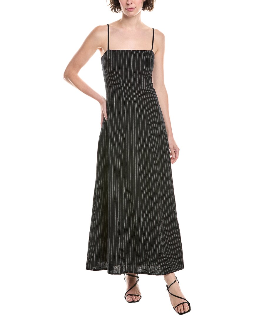 Rag & Bone Bianca Striped Linen-blend Maxi Dress In Black