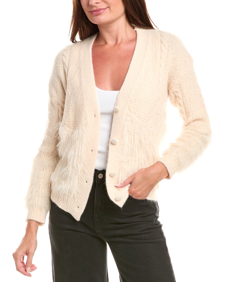 Rain + Rose Fuzzy Cardigan In Neutral
