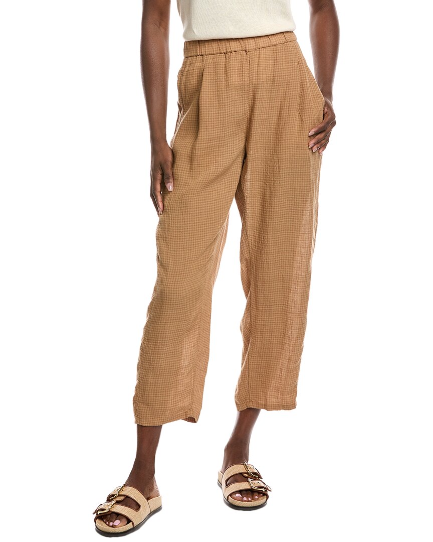 Eileen Fisher Cropped Lantern Linen Pant In Brown