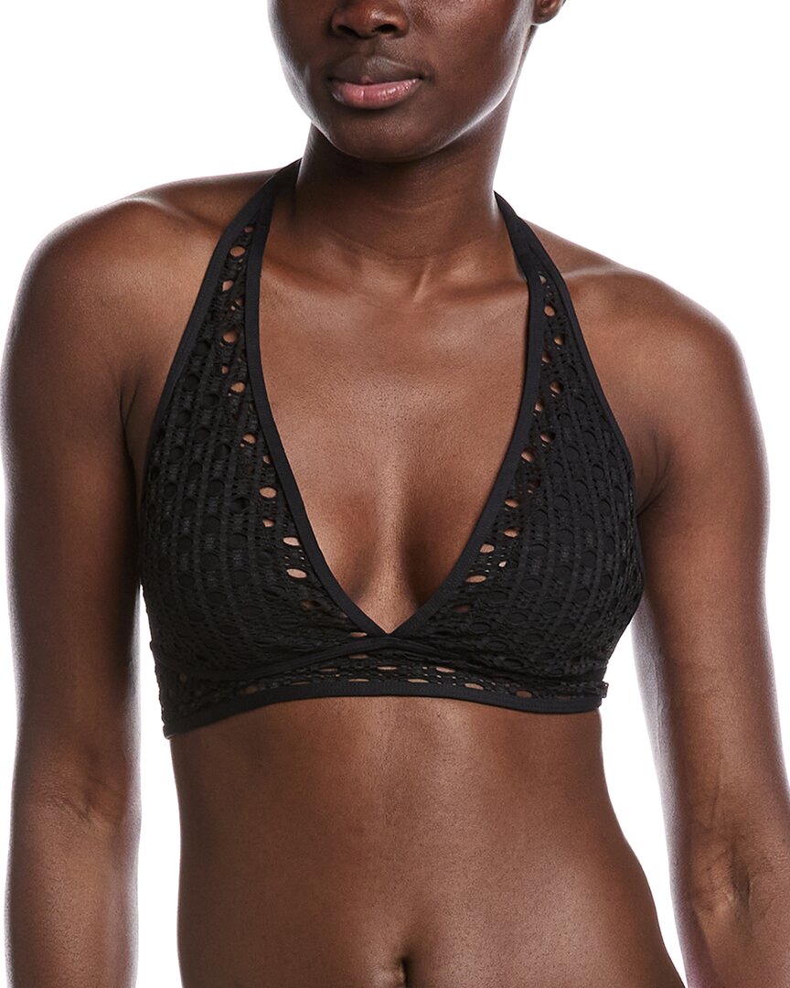Carmen Marc Valvo Crochet Bra Bikini Top In Black