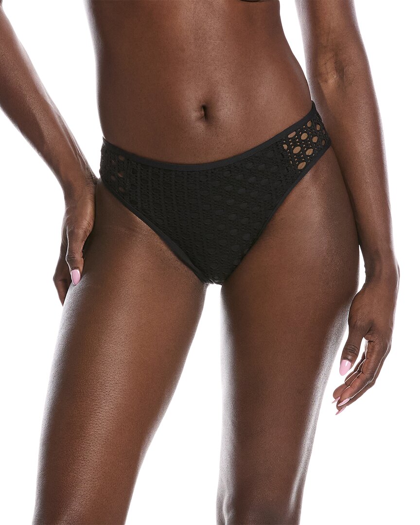 Carmen Marc Valvo Crochet Bikini Bottom In Black