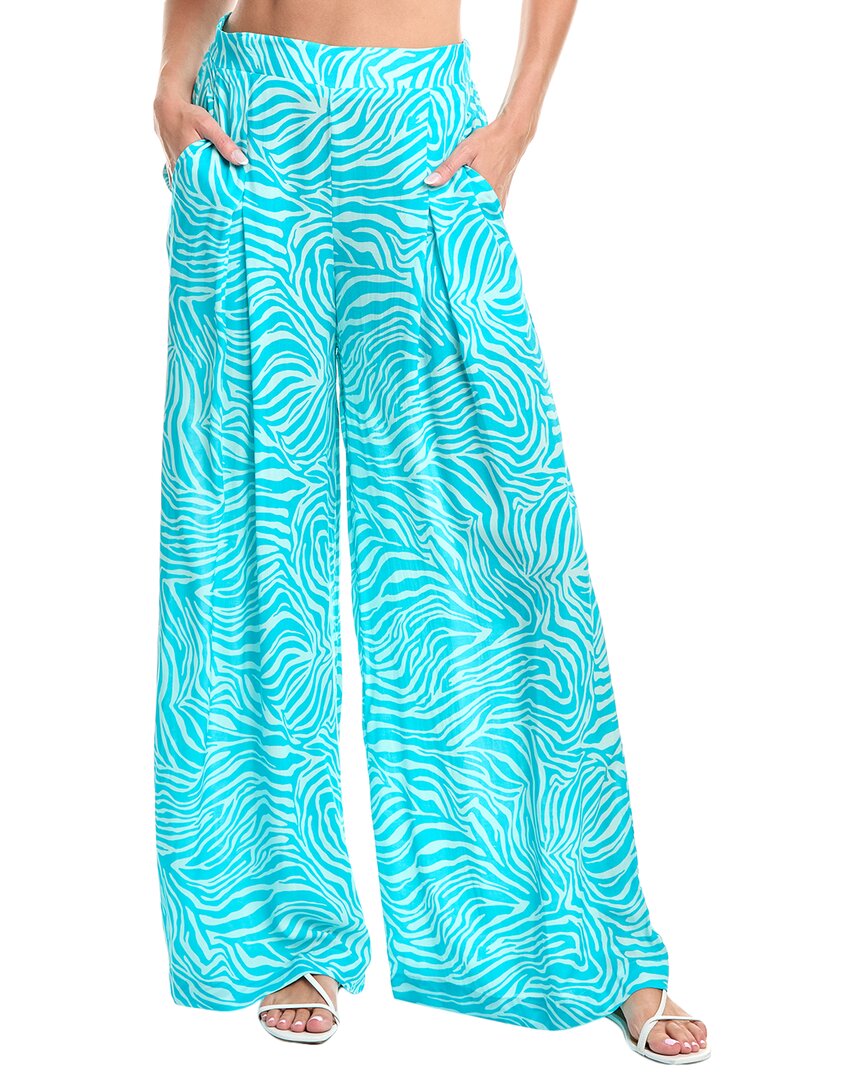 Vince Camuto Womens Printed Knotted Bikini Top Printed Cover Up Pants In Blue