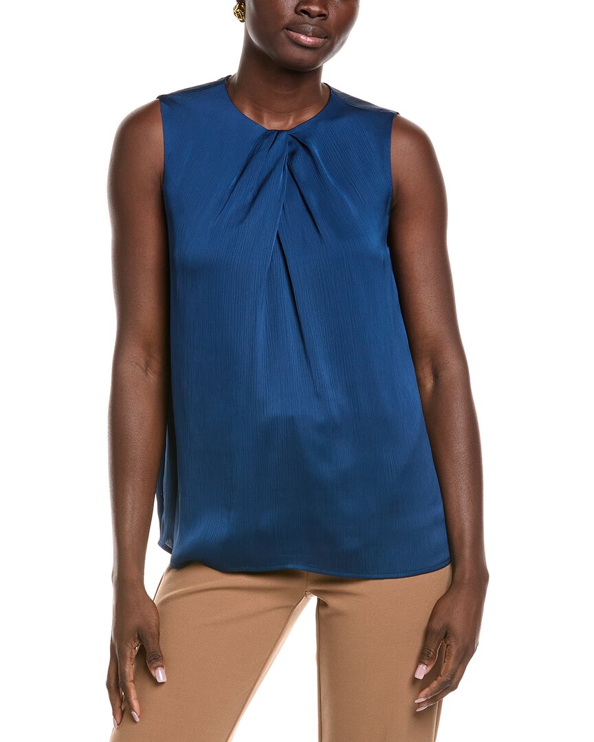 Anne Klein Textured Satin Top In Blue