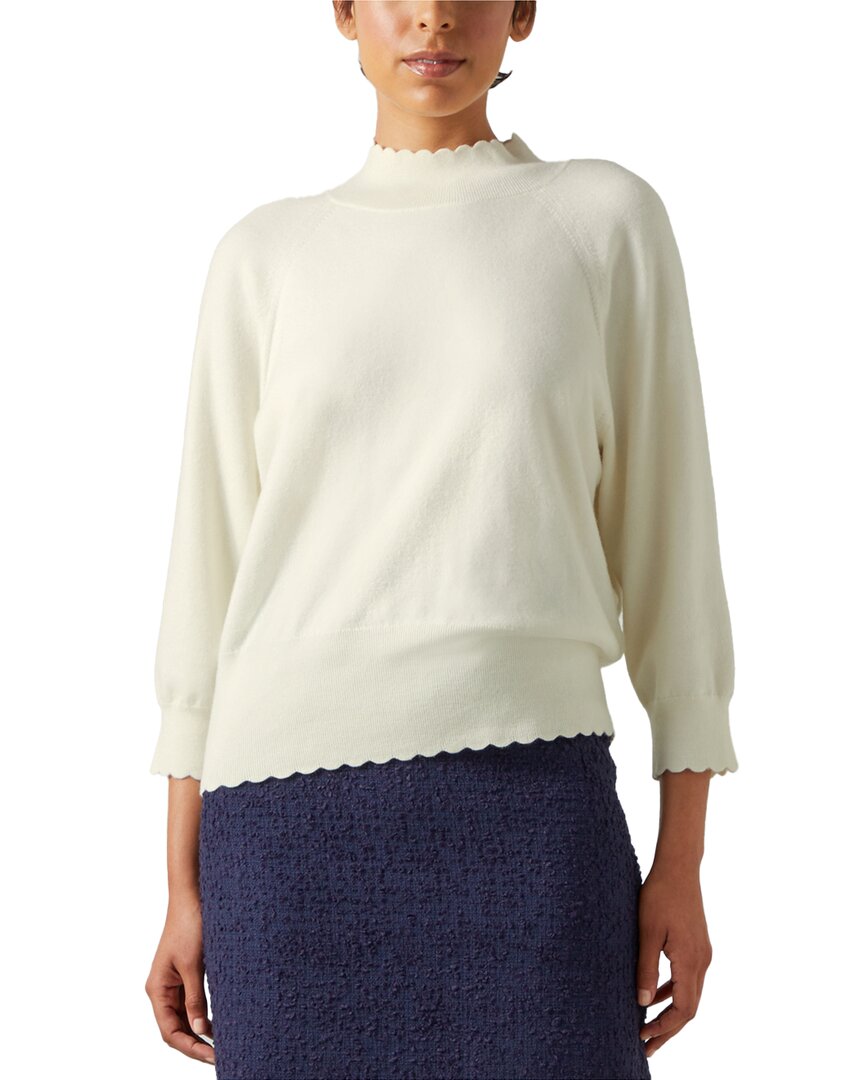 Lk Bennett Betty Knit Wool Top In White