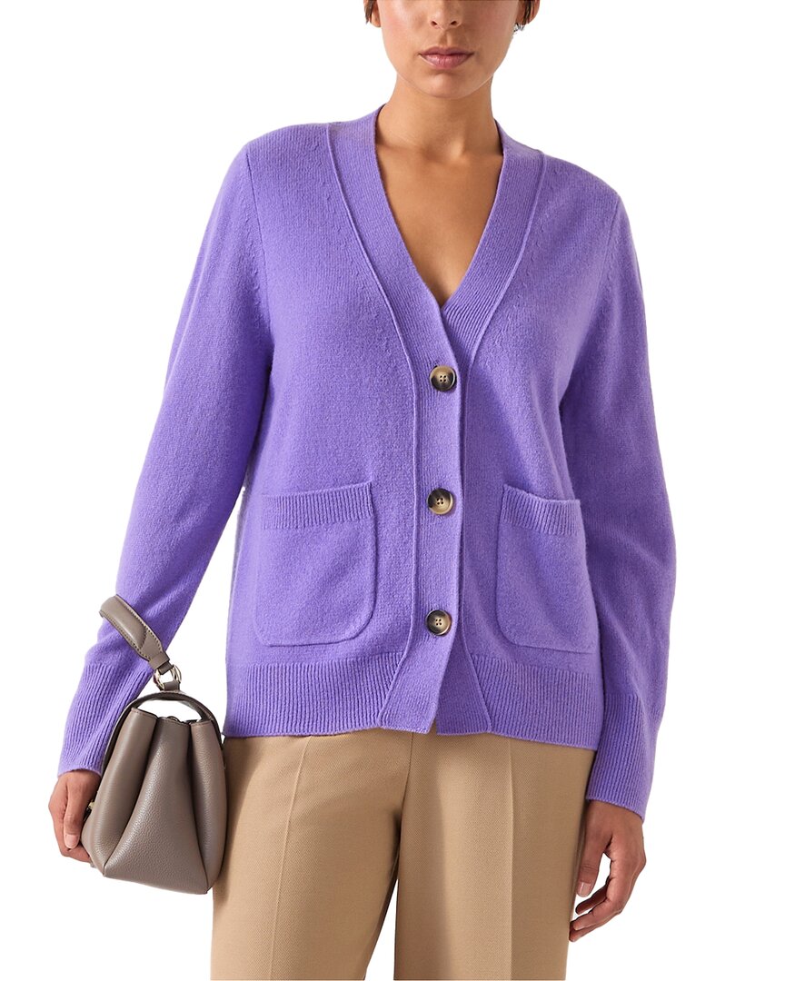 Lk Bennett Carine Wool Cardigan In Purple