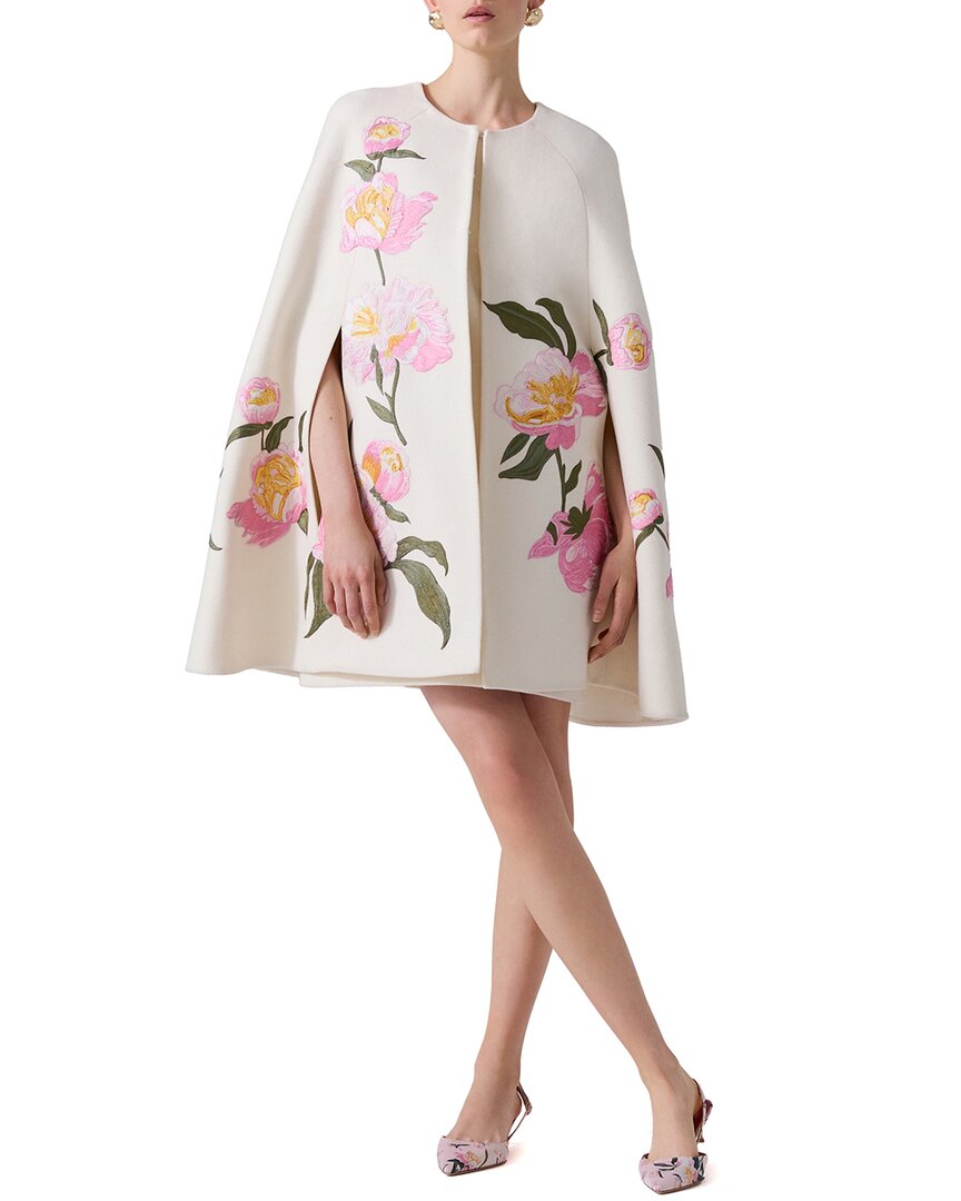 Carolina Herrera Embellished Wool & Cashmere-blend Cape In White