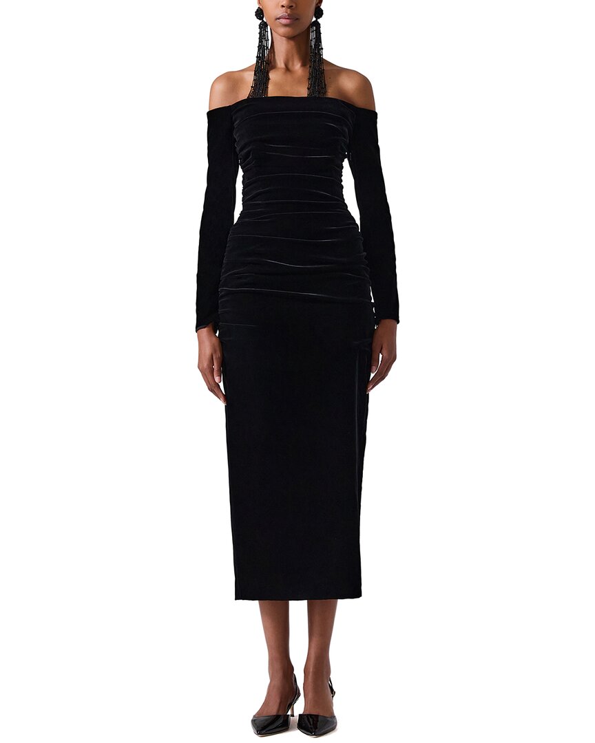 Carolina Herrera Off-shoulder Ruched Midi Dress In Black