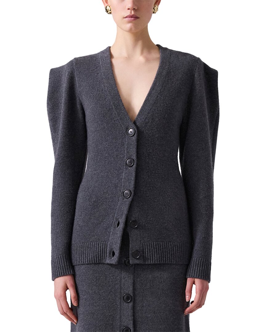 Carolina Herrera V-neck Wool & Cashmere-blend Cardigan In Gray
