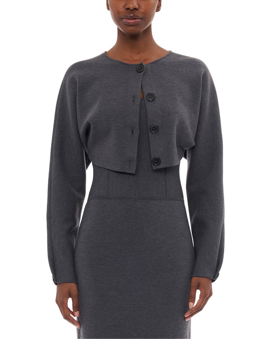 Carolina Herrera Cropped Wool Jacket In Gray