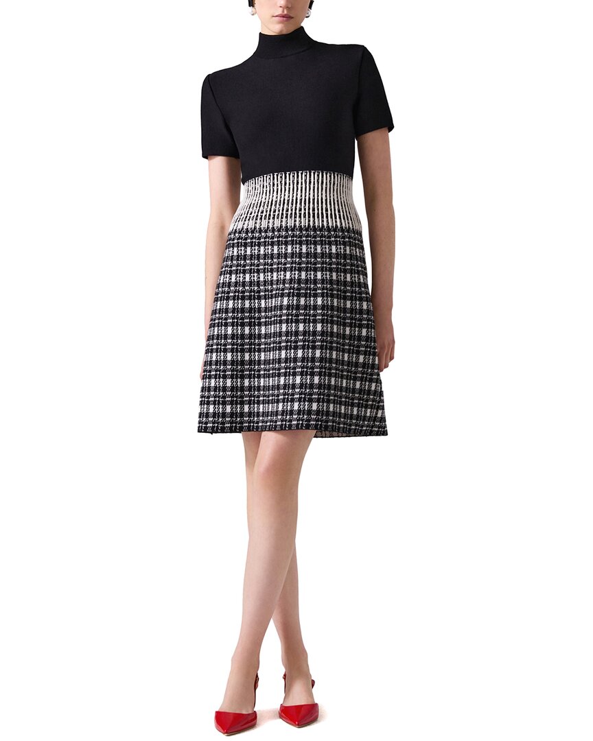 Carolina Herrera Mock Neck Wool-blend Mini Dress In Black