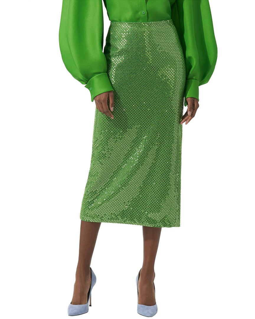 Carolina Herrera Embellished Midi Skirt In Green