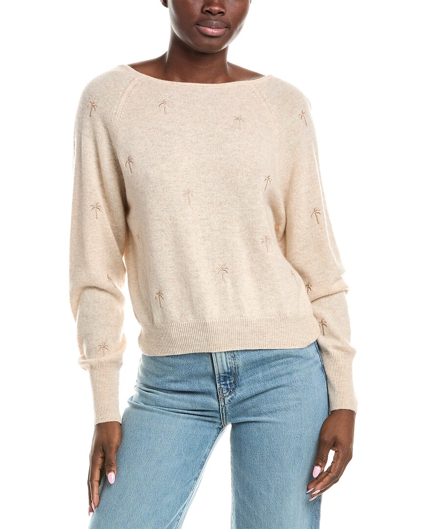 Brodie Cashmere Embroidery Palm Twist Cashmere Sweater In Brown
