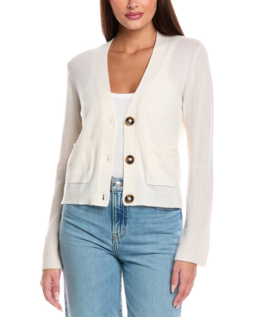 Brodie Cashmere Kate Pointelle Cashmere Cardigan In White
