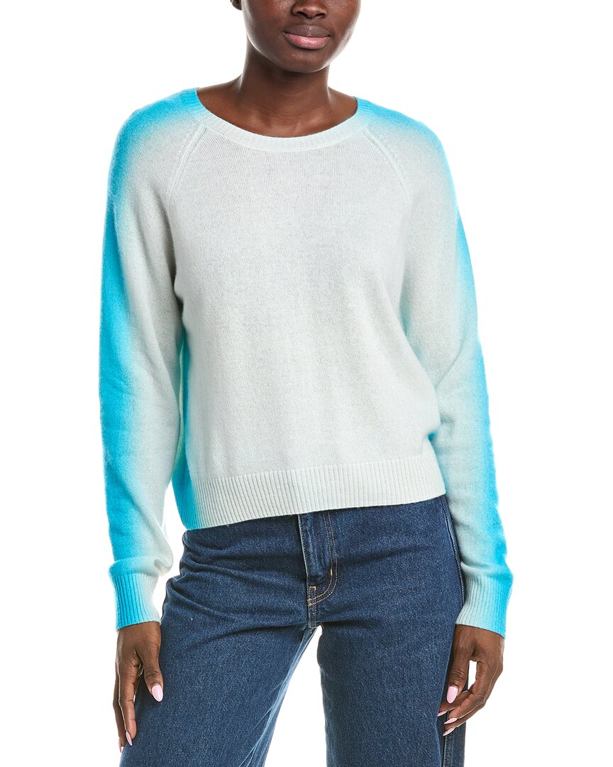 Brodie Cashmere Spray Stripe Mini Cashmere Sweater In White
