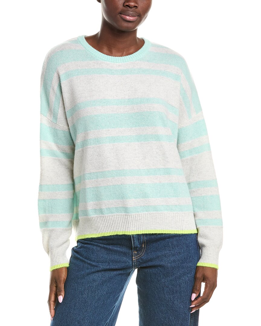 Brodie Cashmere Textured Stripe Cashmere Sweater In Blue