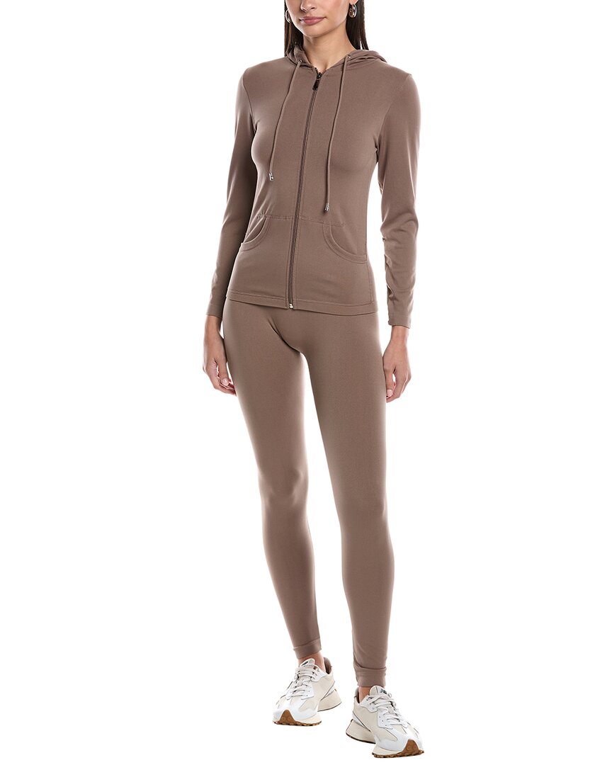 Marion 2pc Zip Hoodie & Legging Set In Brown