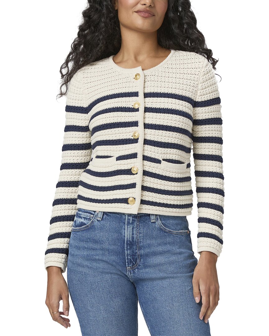 Paige Oberon Stripe Cardigan In White