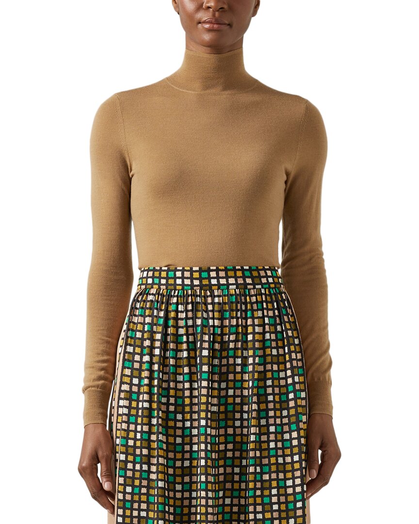 Lk Bennett Allie Knitted Wool Top In Brown
