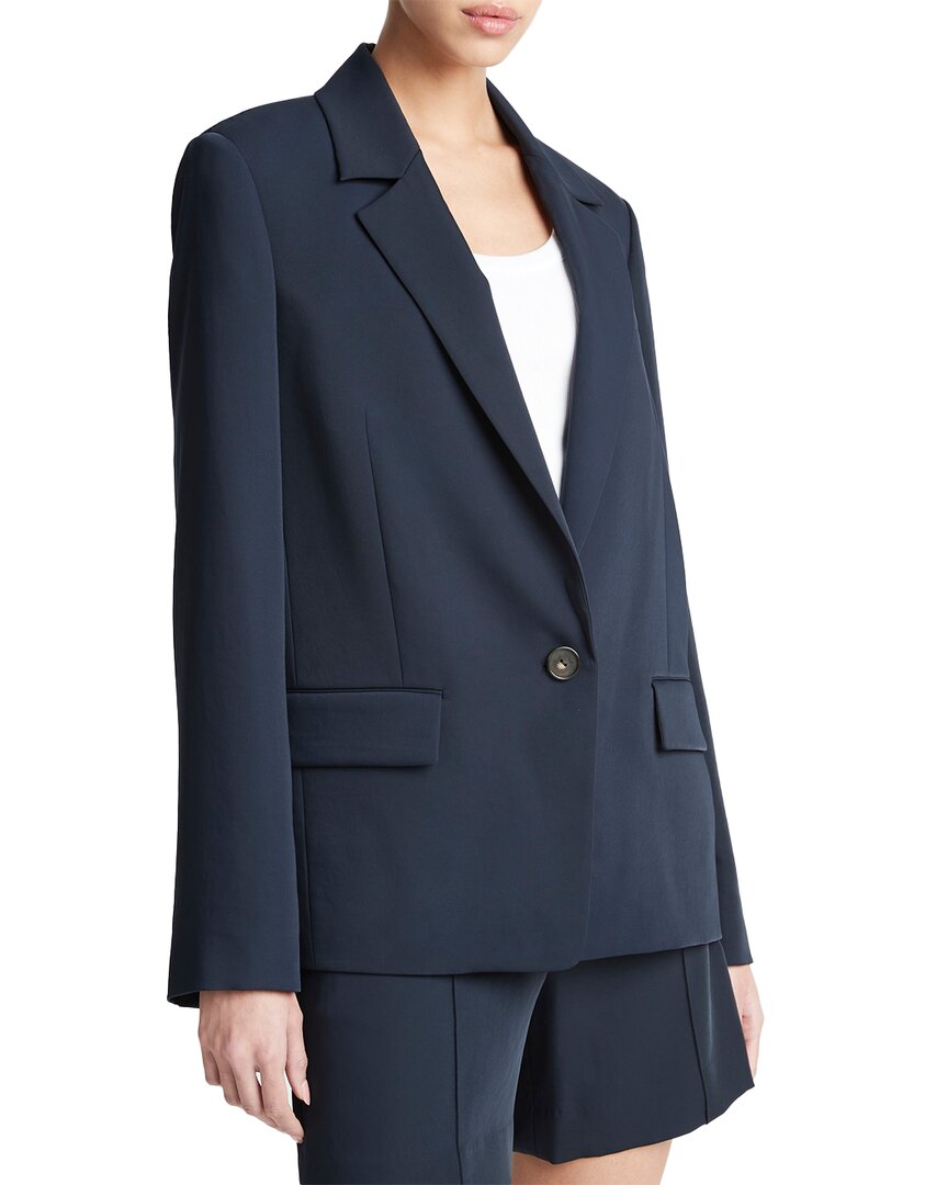 Vince Soft Suiting Single Breasted Blazer In Blue