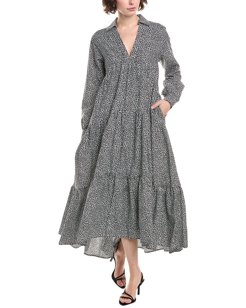 Michael Michael Kors Pop Cheetah Silk-blend Maxi Dress In Gray