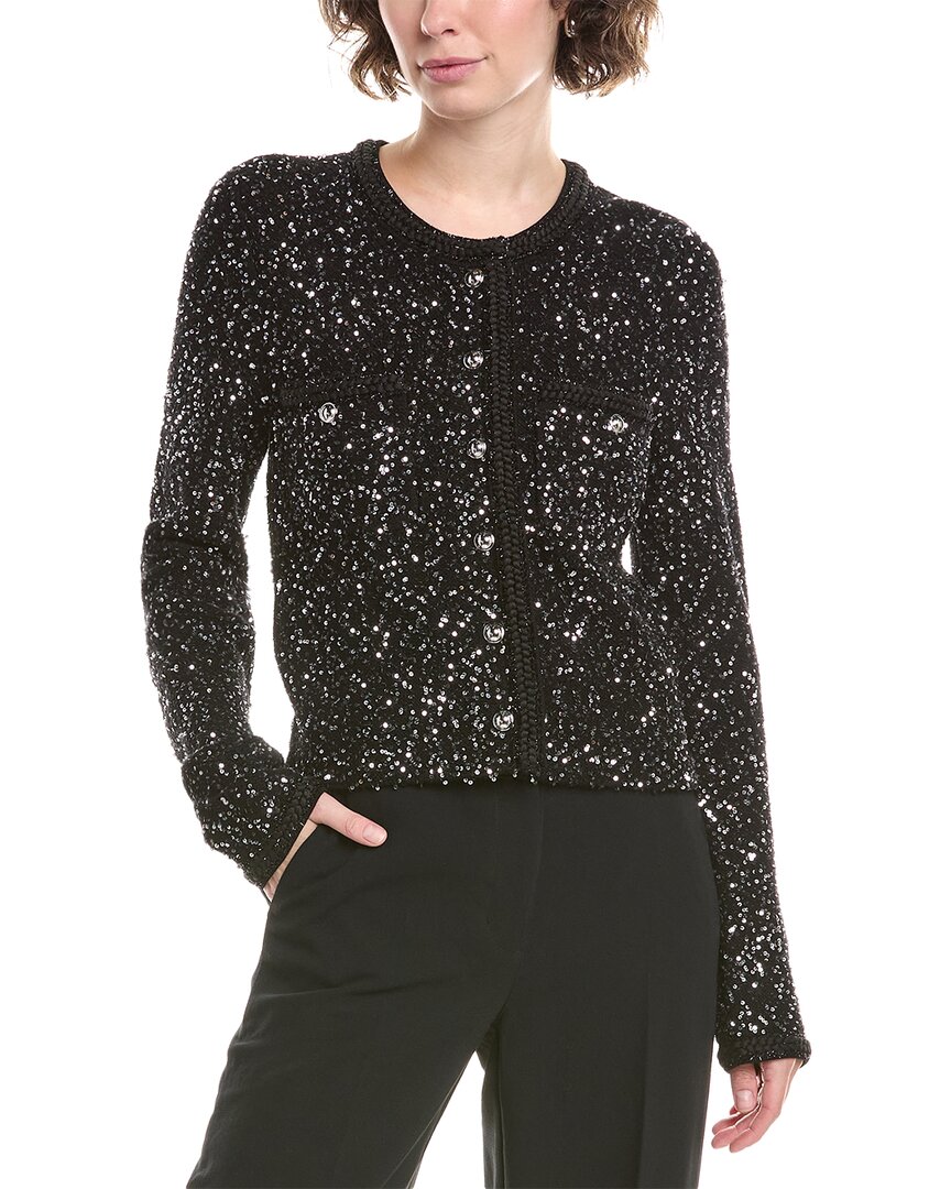 Michael Michael Kors Sequin-embellished Cardigan In Black